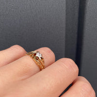 Sculpted & Engraved Belcher Diamond Engagement Ring