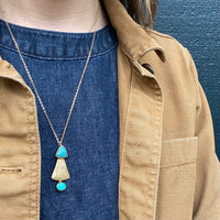Turquoise and Gold Mid Century Pendant