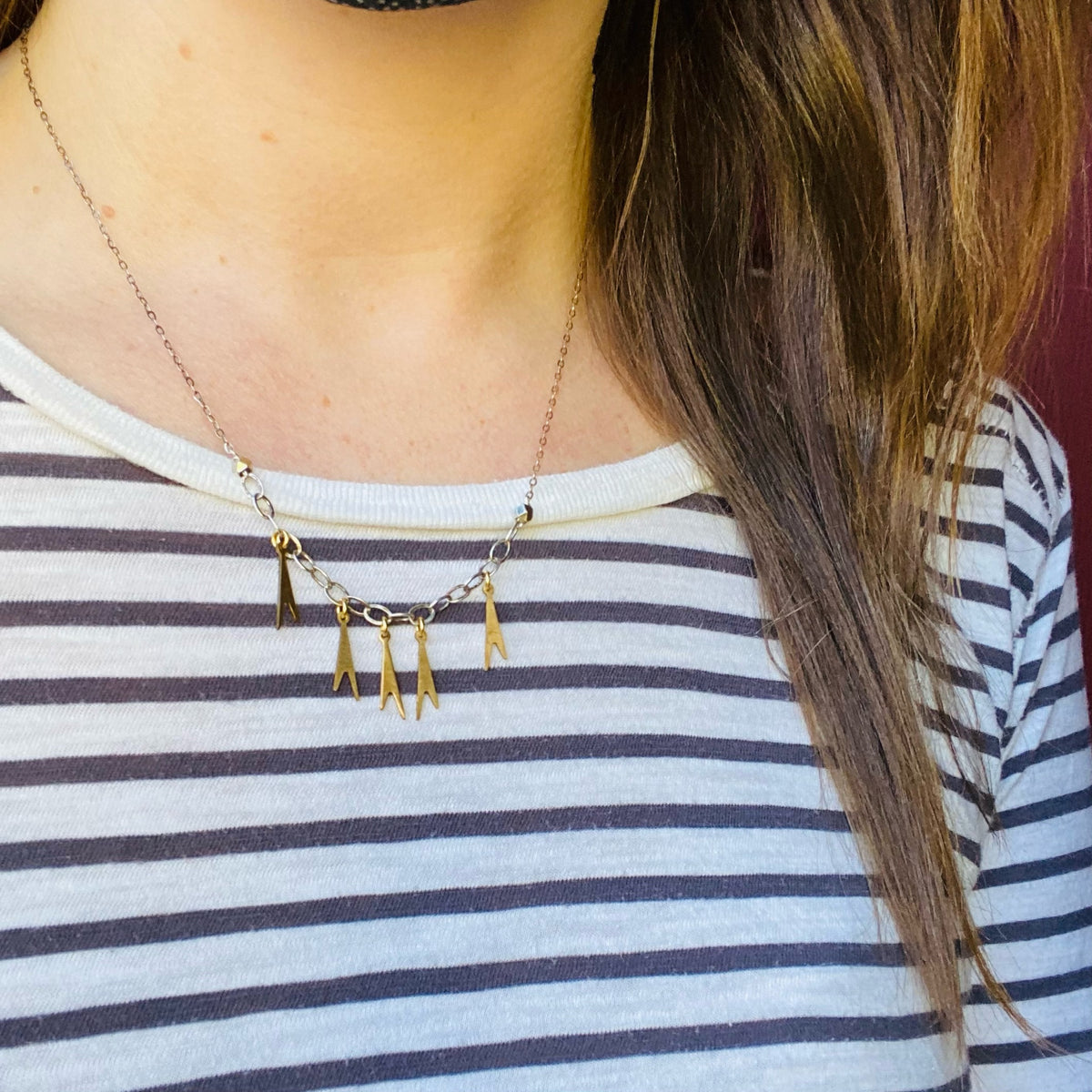 Vintage Brass Dangle Necklace by Brin