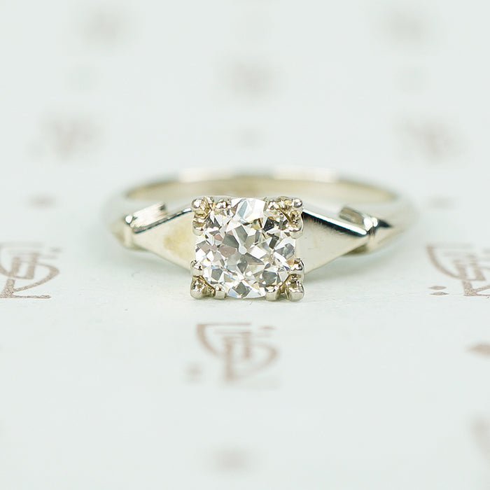 Delightful deco oec diamond white gold engagement ring