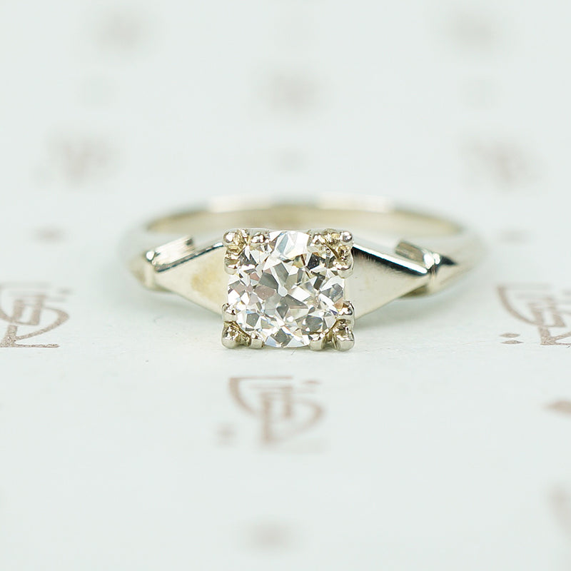 Delightful deco oec diamond white gold engagement ring