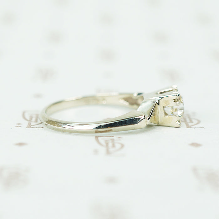 Delightful OEC Diamond White Gold Engagement Ring