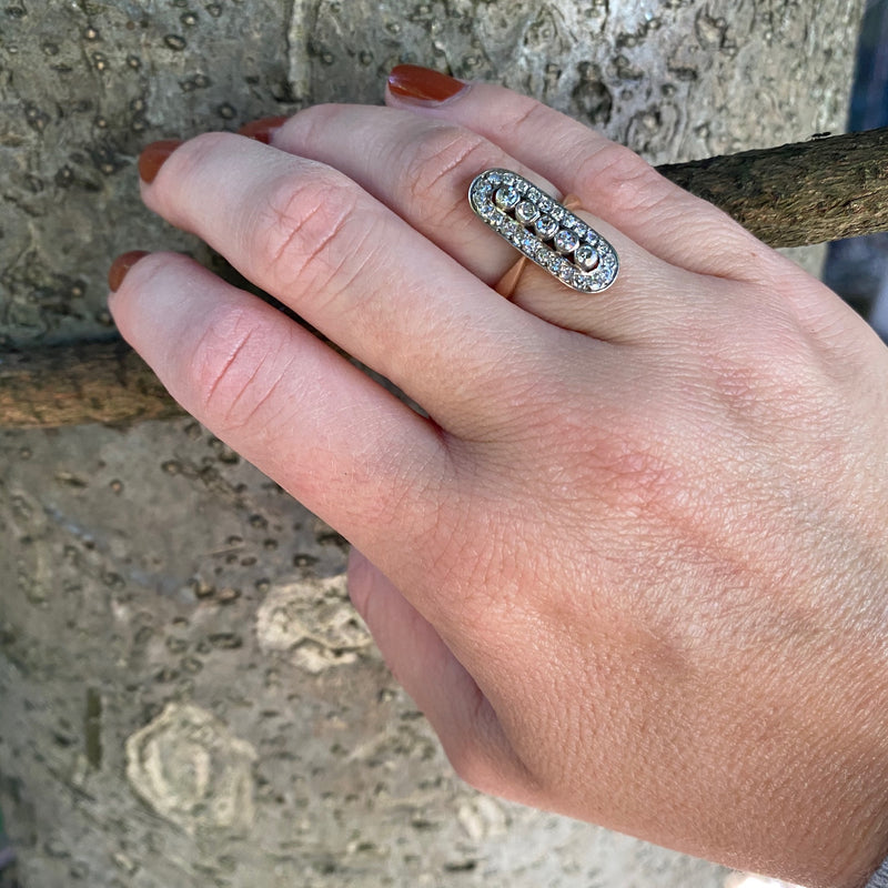 Unique Antique Oval Plaque Diamond Ring