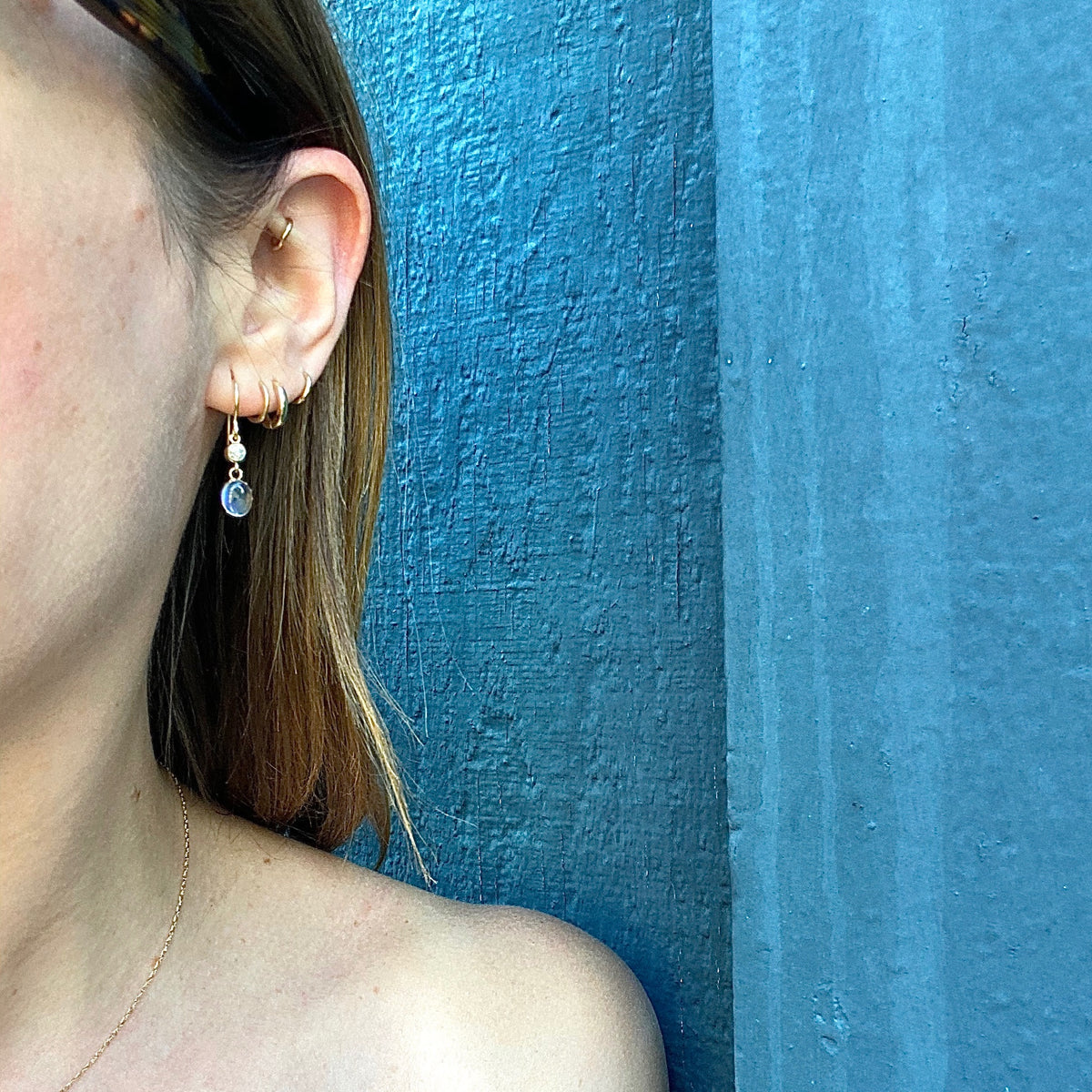 LUNA Moonstone and Diamond Ear Drops