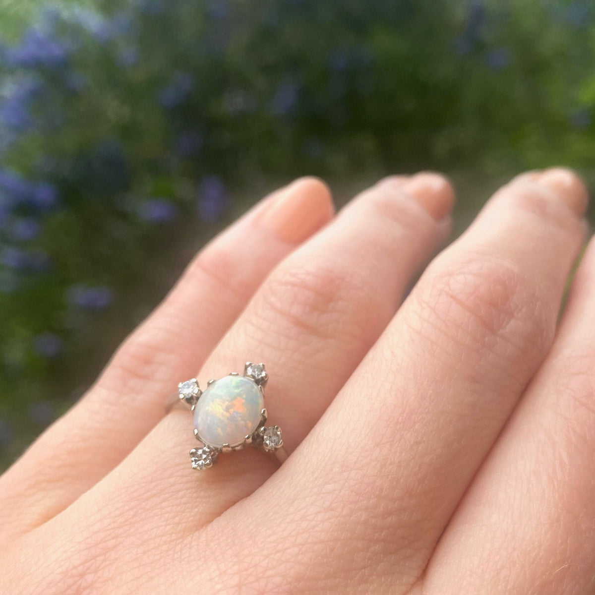 Regal Mid Century Opal & Diamond Ring