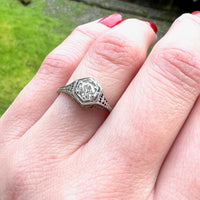 White Gold Filigree Diamond Ring