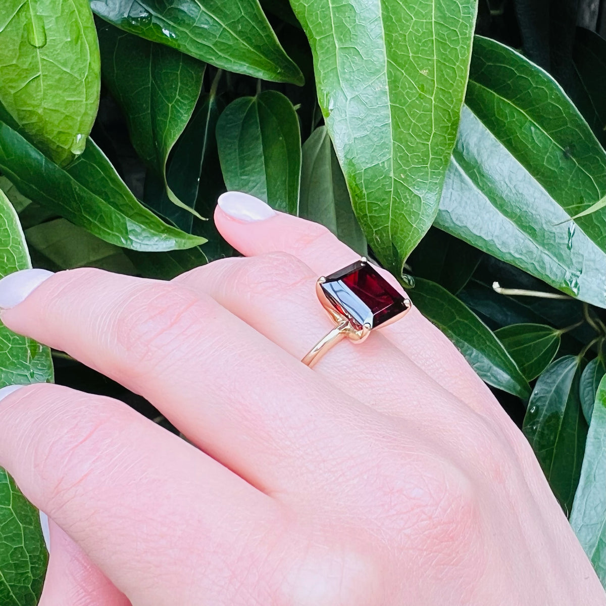 Dramatic Garnet in Regal Gold Solitaire by 720