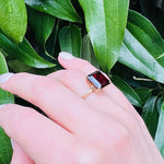 Dramatic Garnet in Regal Gold Solitaire by 720