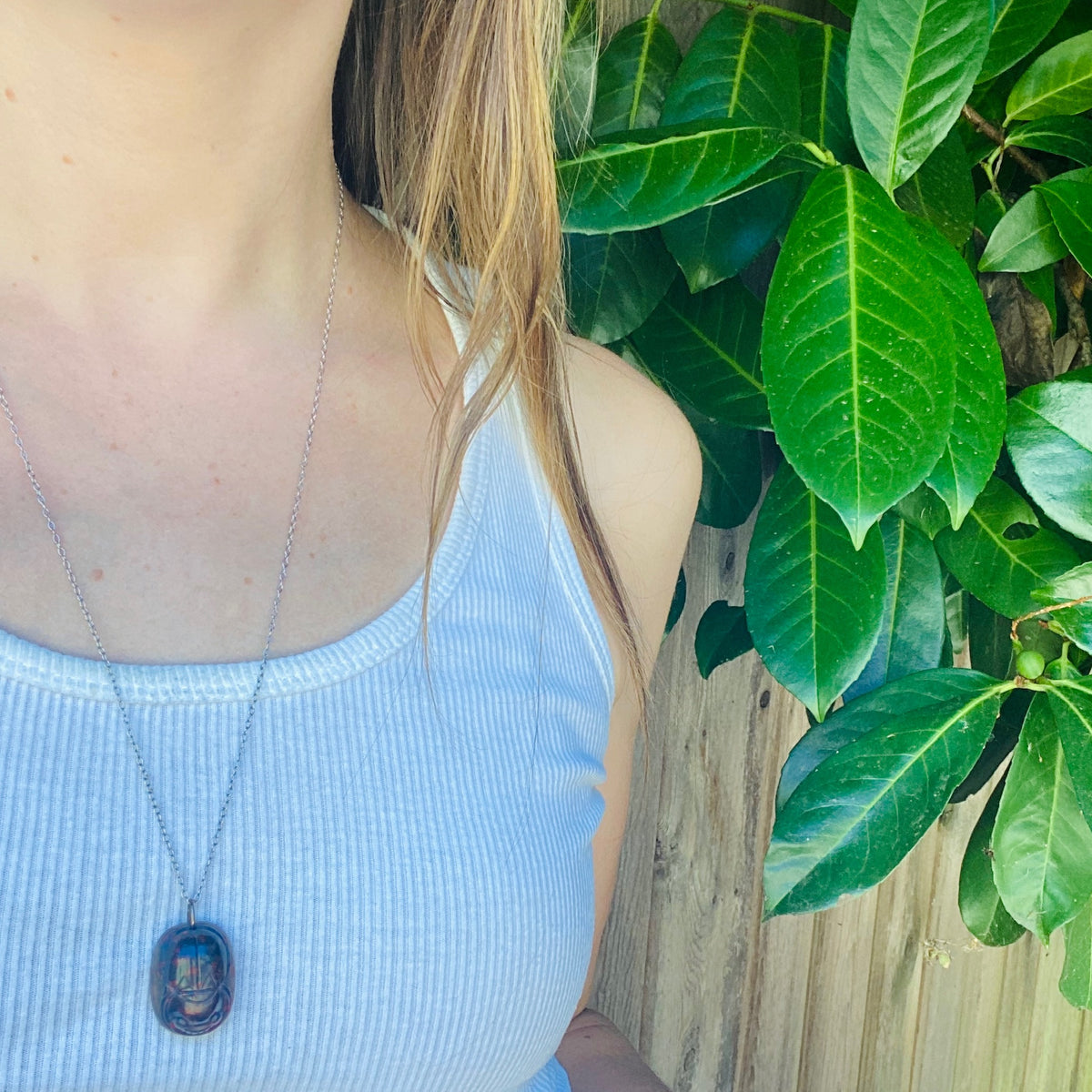 Mid Century Bloodstone Scarab Pendant