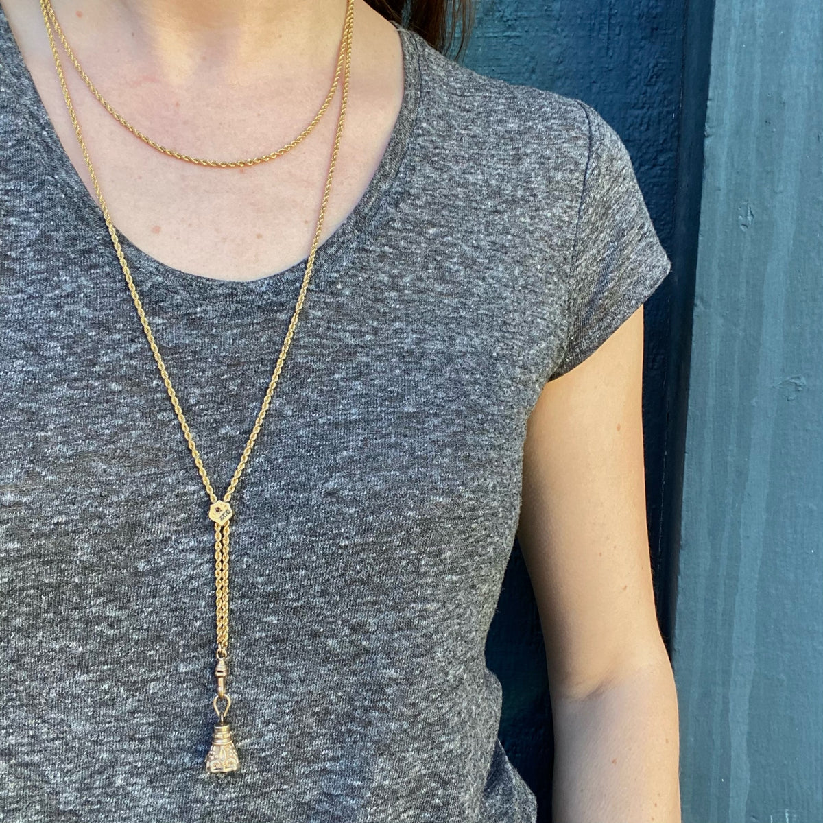 Long Twisted Rope Chain with Gem Set Slide and Hook