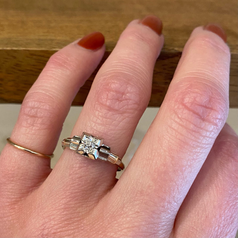 Sophisticated 1930s Architectural Engagement Ring