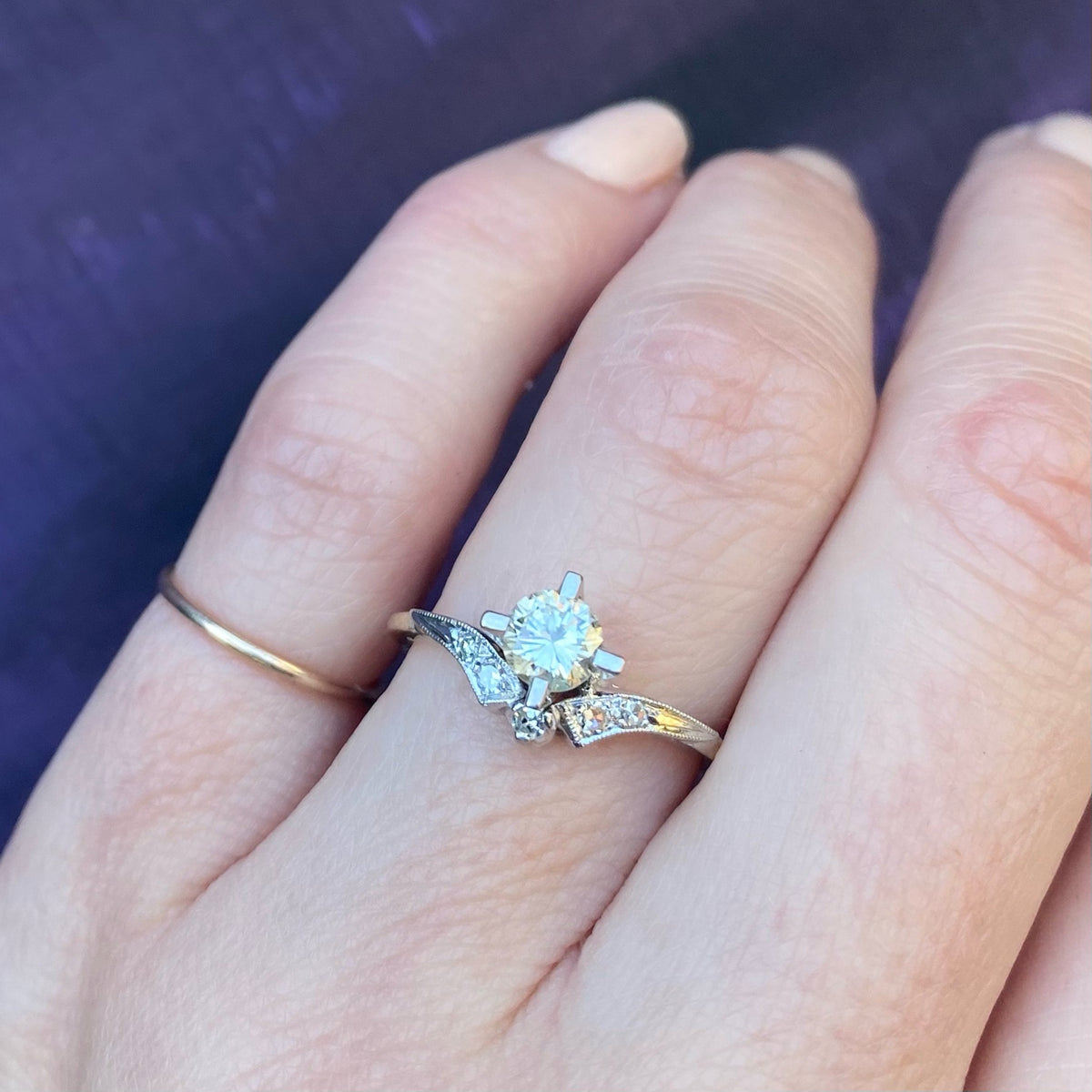 Lovely Nesting Two-Tone Diamond Wedding Set