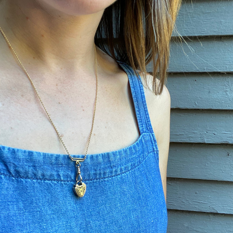 Engraved & Enameled Antique Heart Locket