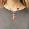 Carnelian Deco Sterling Marcasite Necklace