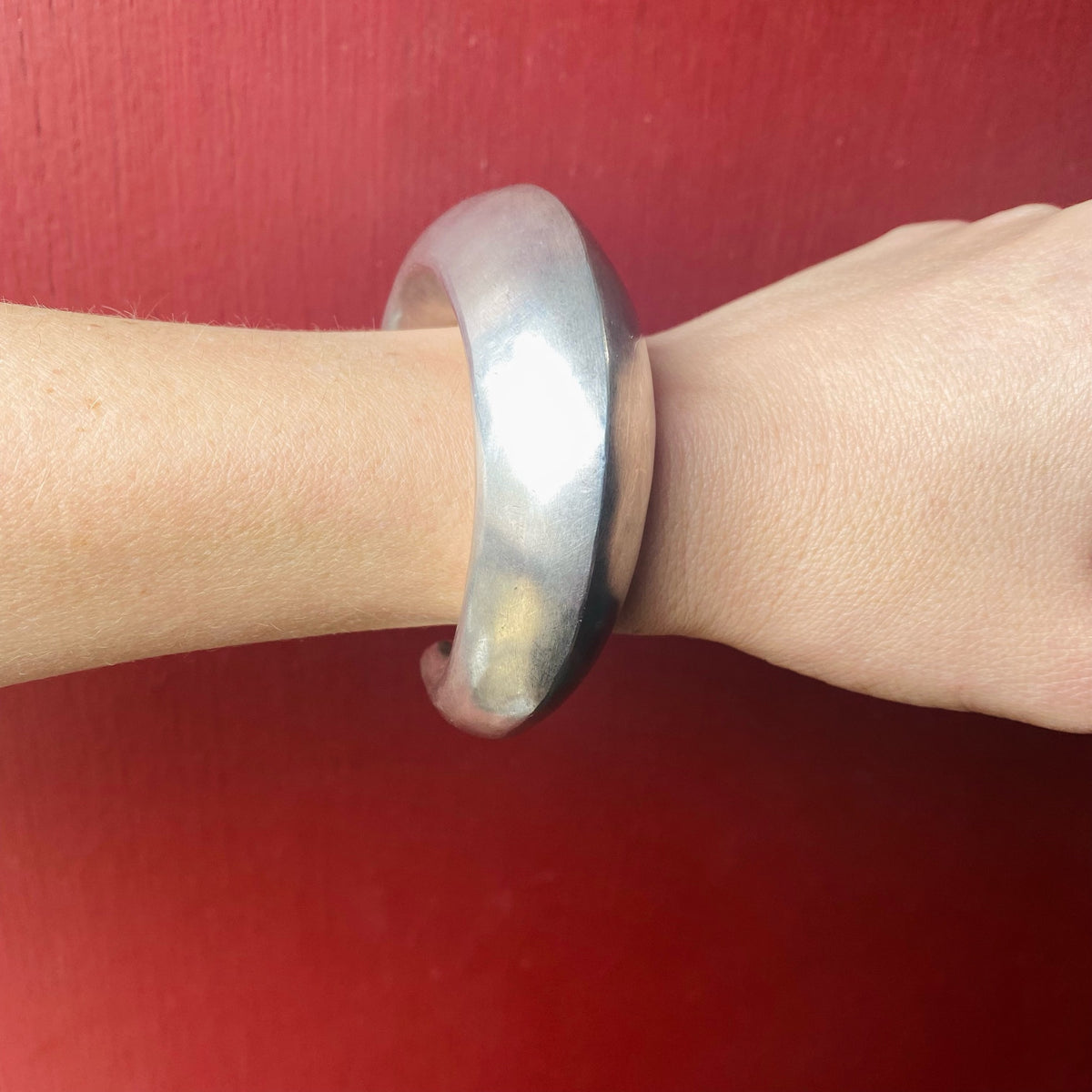 Chunky Silver Cuff with a Rattle