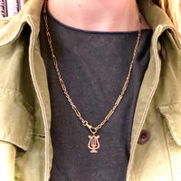 Antique Tiny Rose Gold Lyre Charm