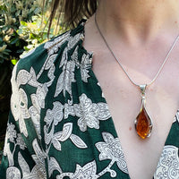 Fascinating Modernist Amber & Sterling Necklace