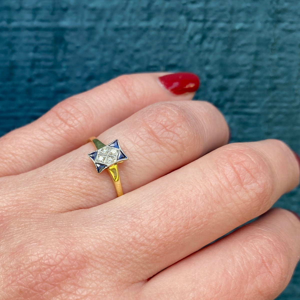 The Sweetes Art Deco Diamond and Sapphire Ring