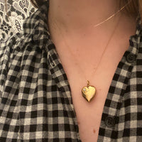 Vintage Gold Puffy Heart Locket with an Opal