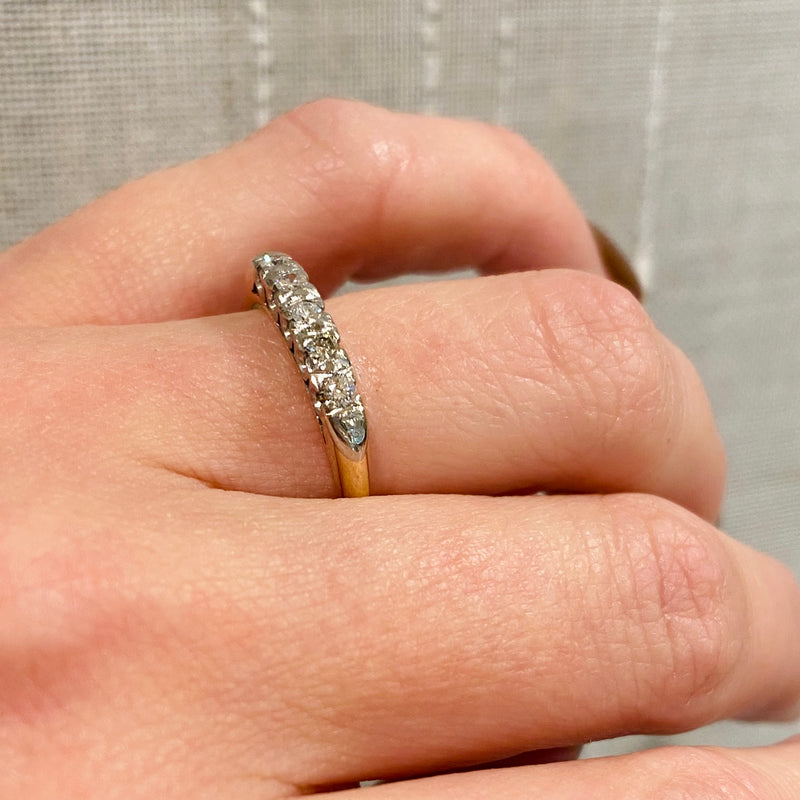 Two Tone Diamond Band with Fancy Prongs