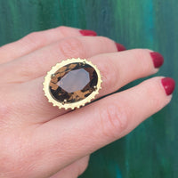 Mod 1960's 14k Smoky Quartz Cocktail Ring