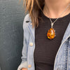 Baltic Amber in Brutal Bossed Silver Necklace
