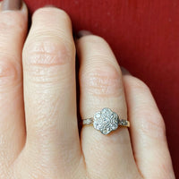 Floral Cluster Ring with Diamond-Set Shoulders