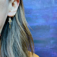 Vintage Brass & Silver Cluster Earrings by Brin