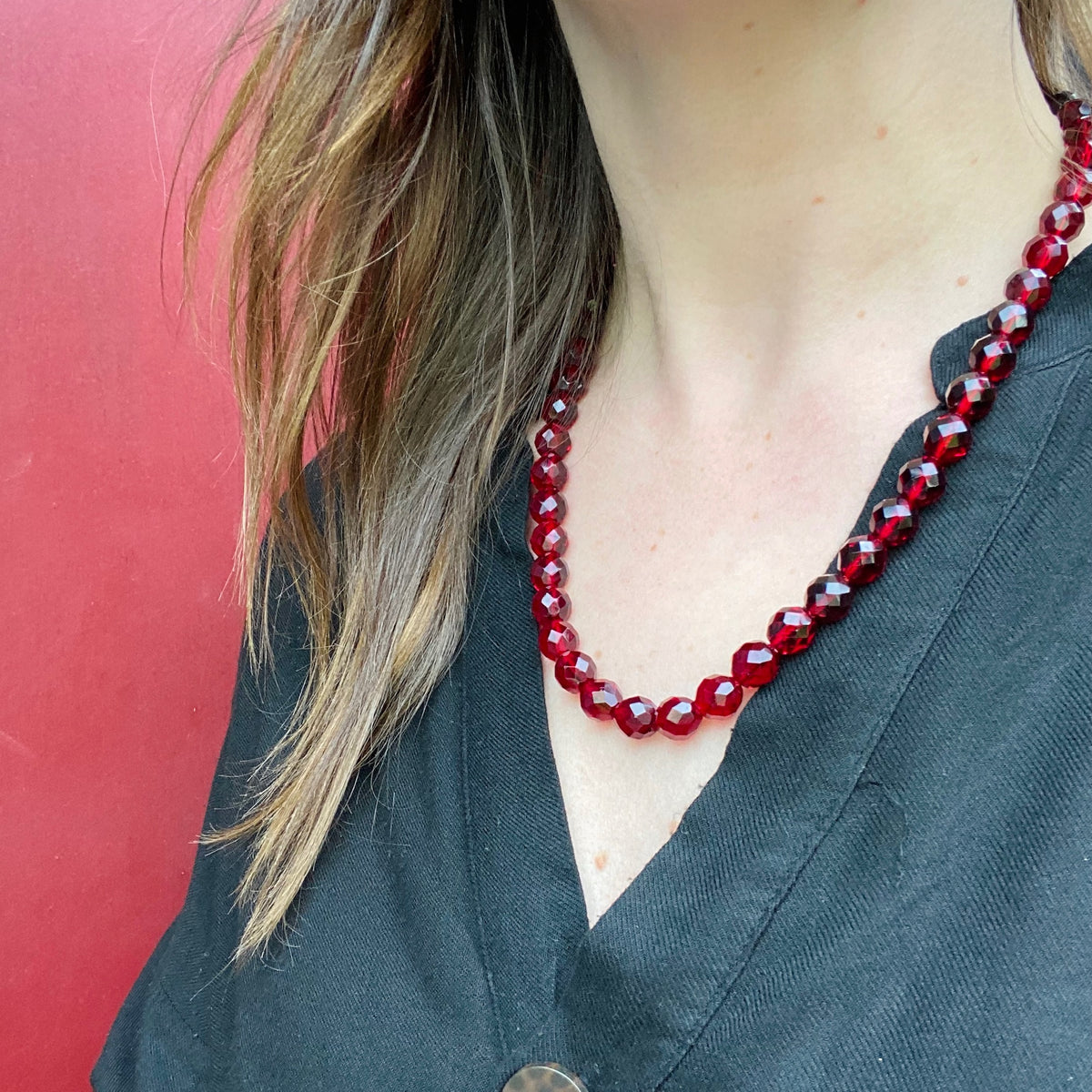 Cranberry Red Molded Glass Beads