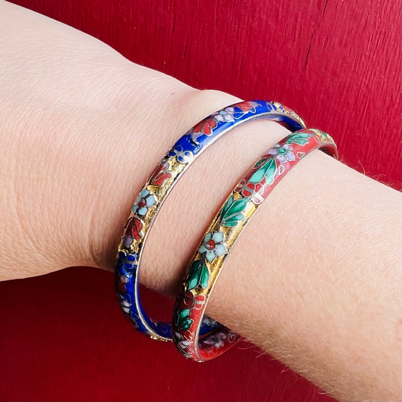 Exquisite Pair of Cloisonné Enameled Bangles