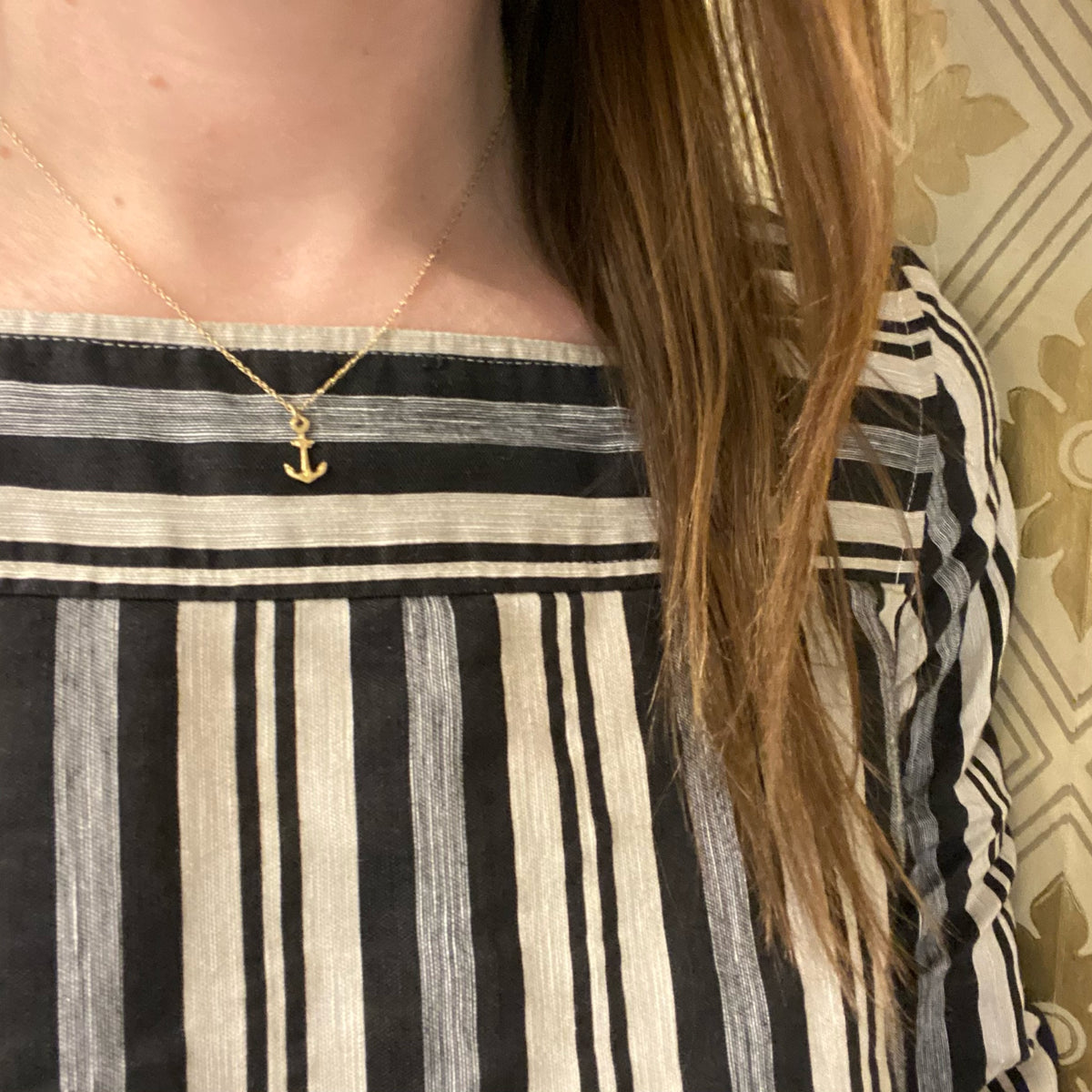 Sweet Tiny Gold Anchor Charm Necklace