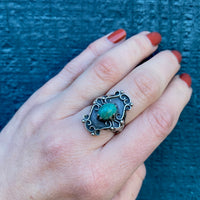 "Lucero" Early Victorian Amazonite Silver Ring