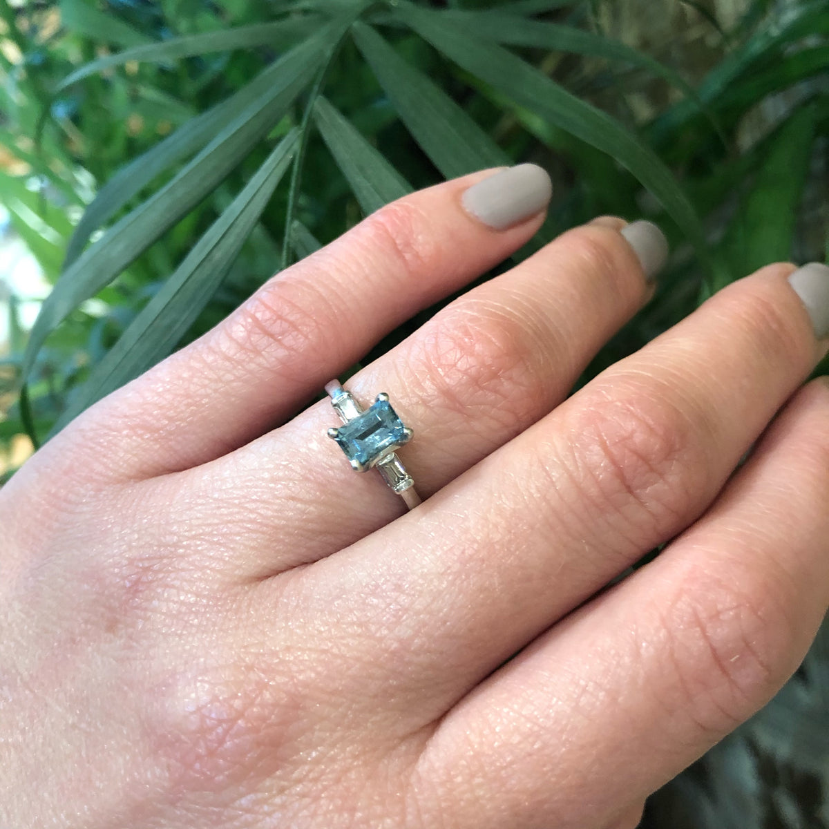 Deep Blue 1950's Aquamarine Platinum Engagement Ring