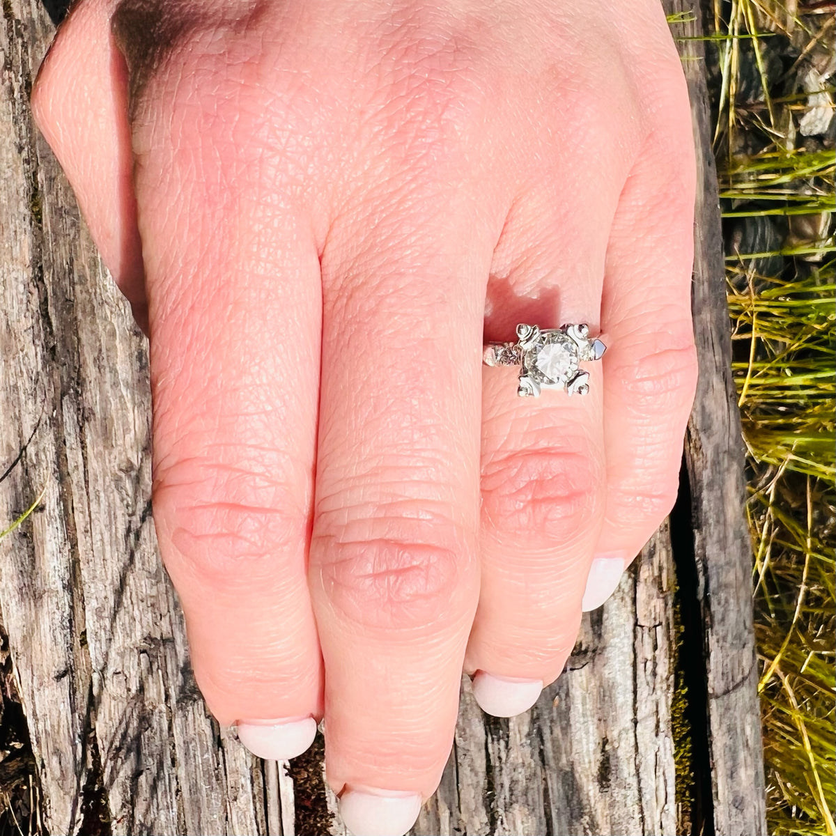 Extra Fabulous Platinum Diamond 1950's Engagement Ring