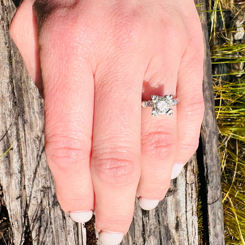 Extra Fabulous Platinum Diamond 1950's Engagement Ring