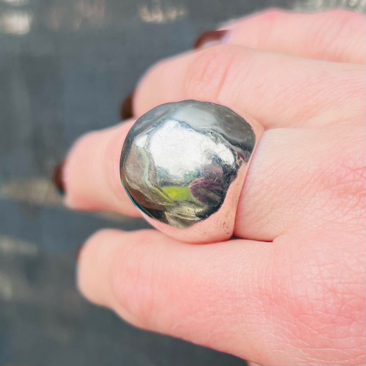 Artfully Dented Sterling Silver Dome Ring