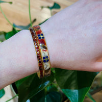 Pair of Cloisonné Enamel Bangles in Fruity Colors