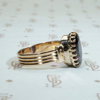 Glowing Oval Garnet in Gold 1880's Ring