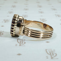 Glowing Oval Garnet in Gold 1880's Ring