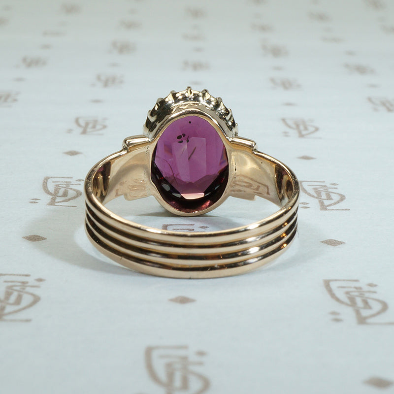 Glowing Oval Garnet in Gold 1880's Ring