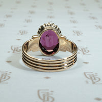 Glowing Oval Garnet in Gold 1880's Ring
