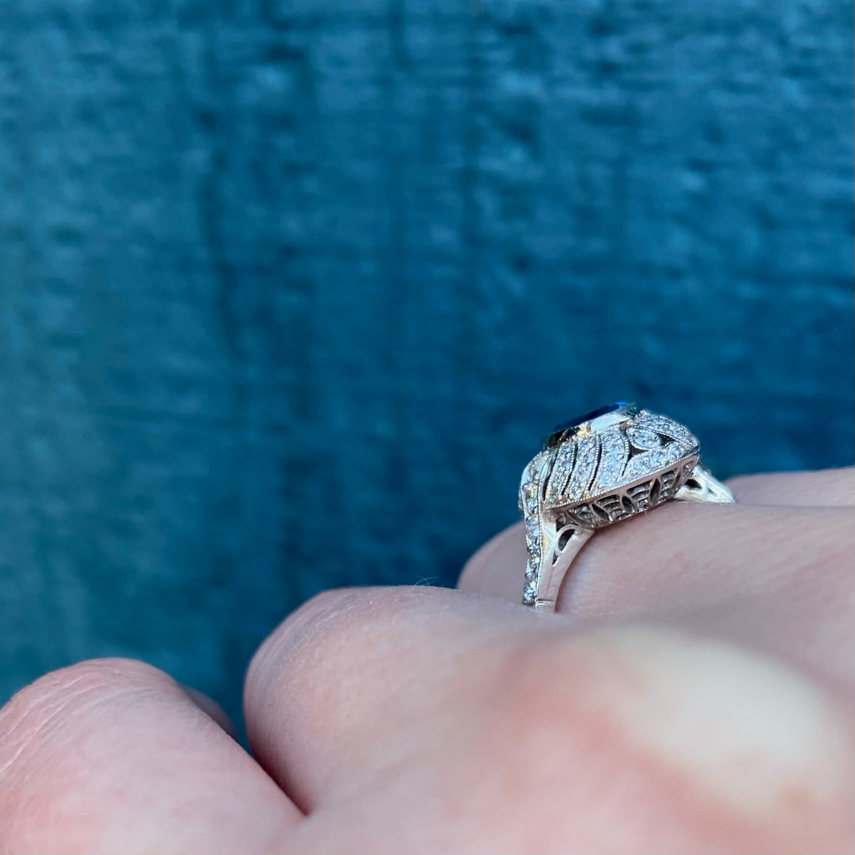 Magnificent Edwardian Aquamarine & Diamond Ring