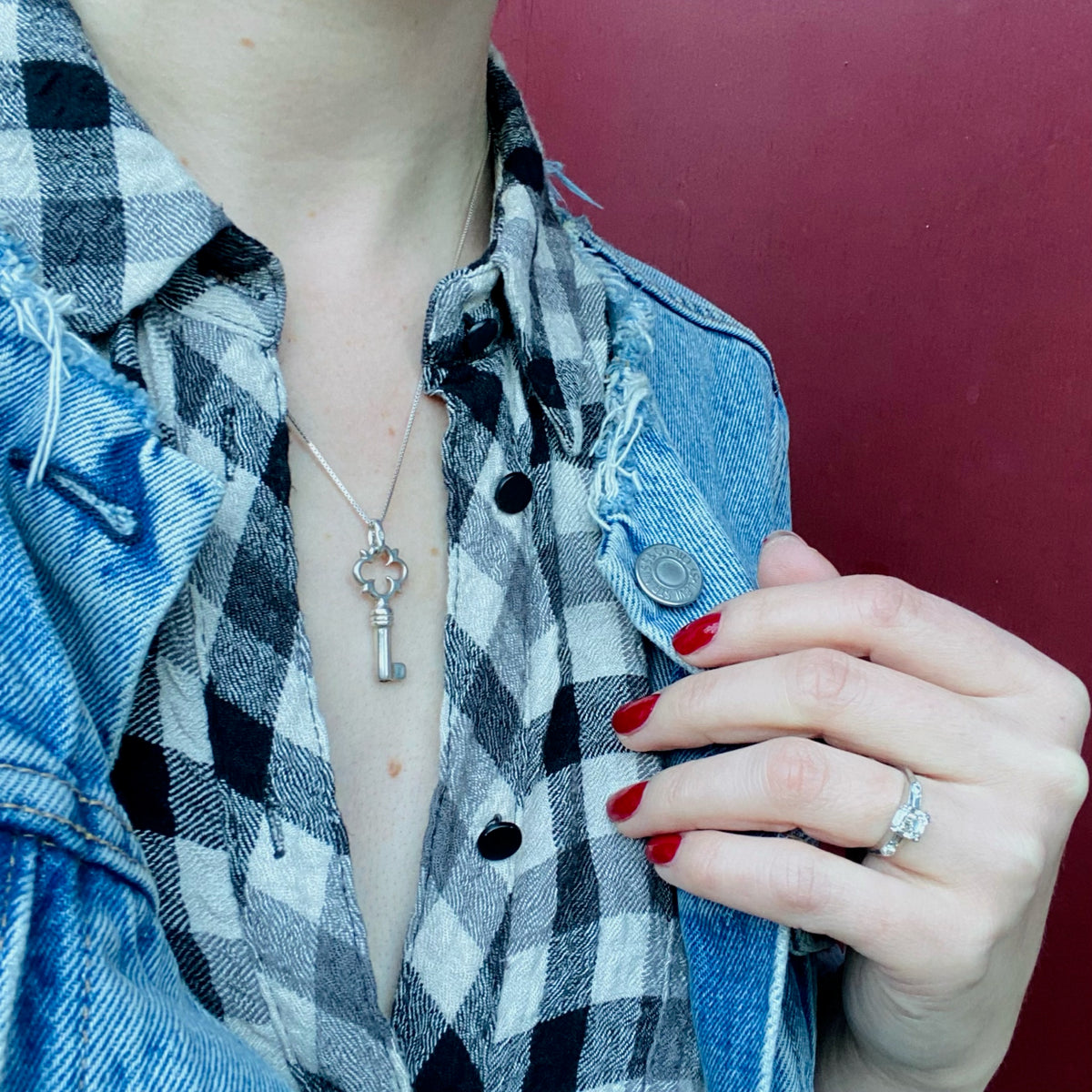 Sterling Silver Key Pendant on a Sterling Snake Chain
