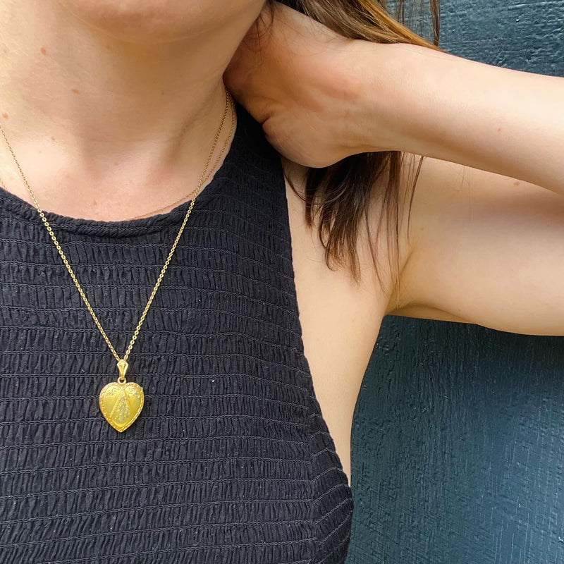 Romantic Engraved Gold Filled Heart Locket