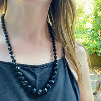 Victorian Strand of English Black Glass Beads