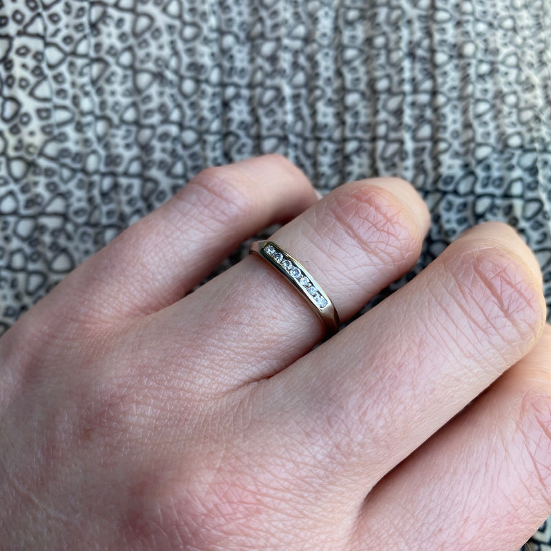 Slim Knife Edge Band with Channel Set Diamonds
