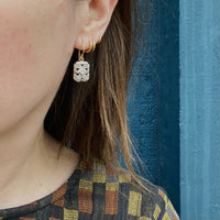 Engraved Platinum & Gold Deco Diamond Earrings
