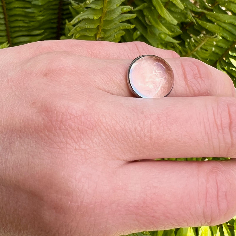 Crystal Ball in Deco Era Silver Ring