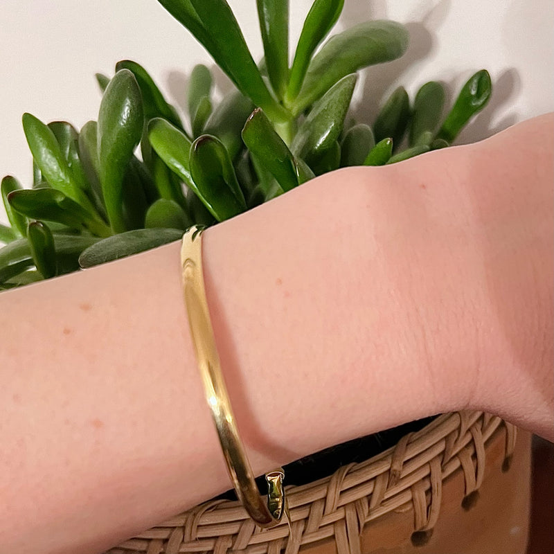 Shiny Half Round Gold Filled Bangle
