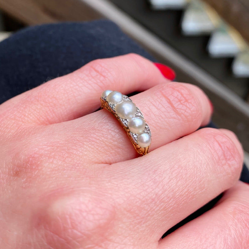 Victorian Dream Ring with Pearls & Diamonds